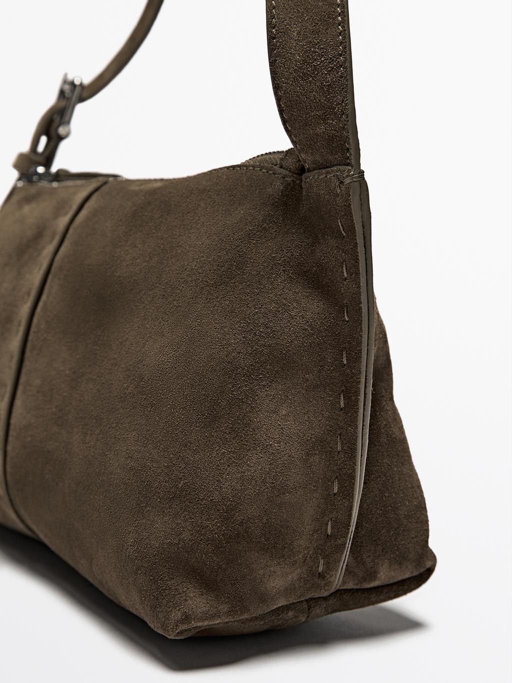 Split suede leather mini crossbody bag