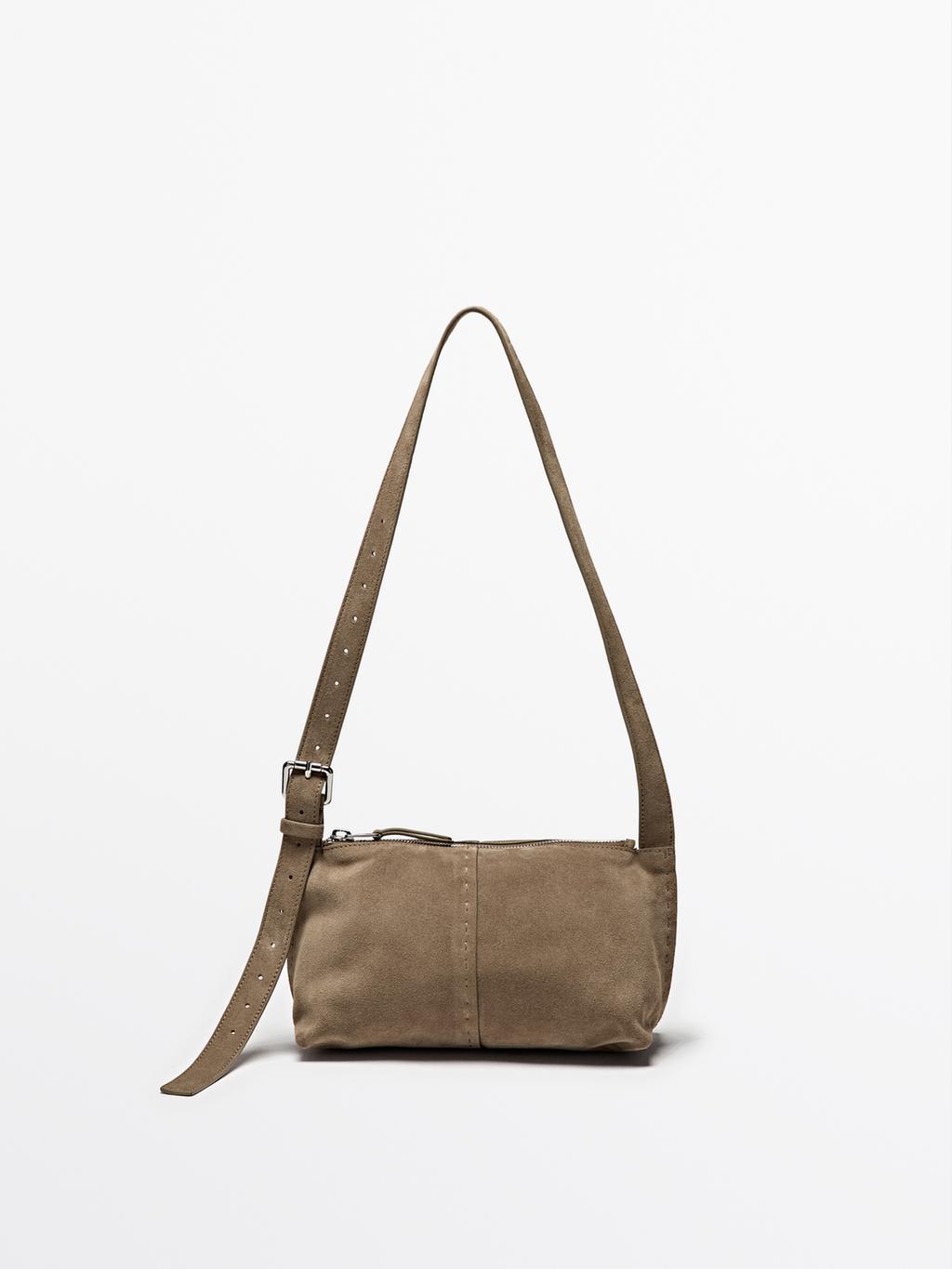 Split suede leather mini crossbody bag