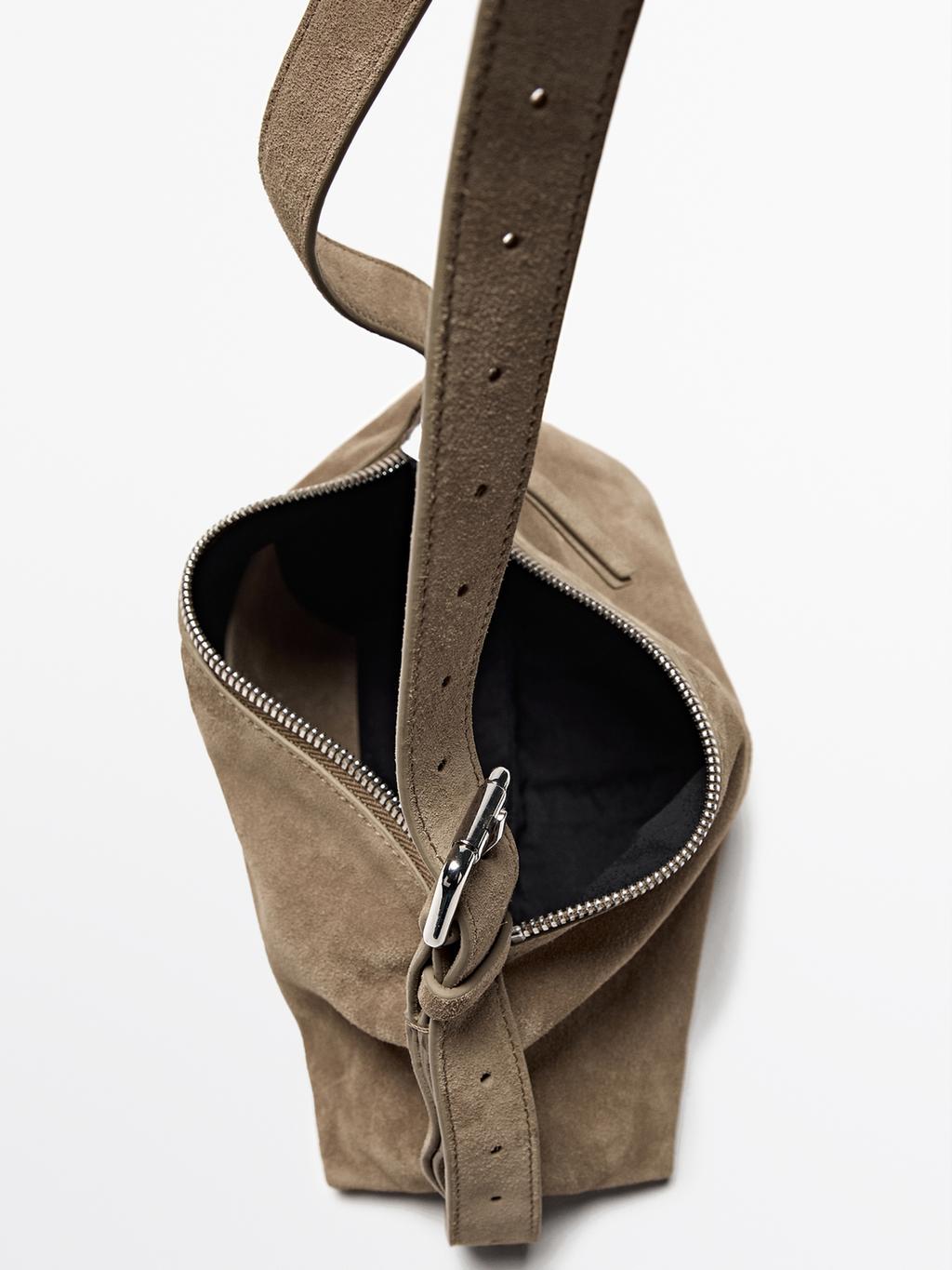 Split suede leather mini crossbody bag