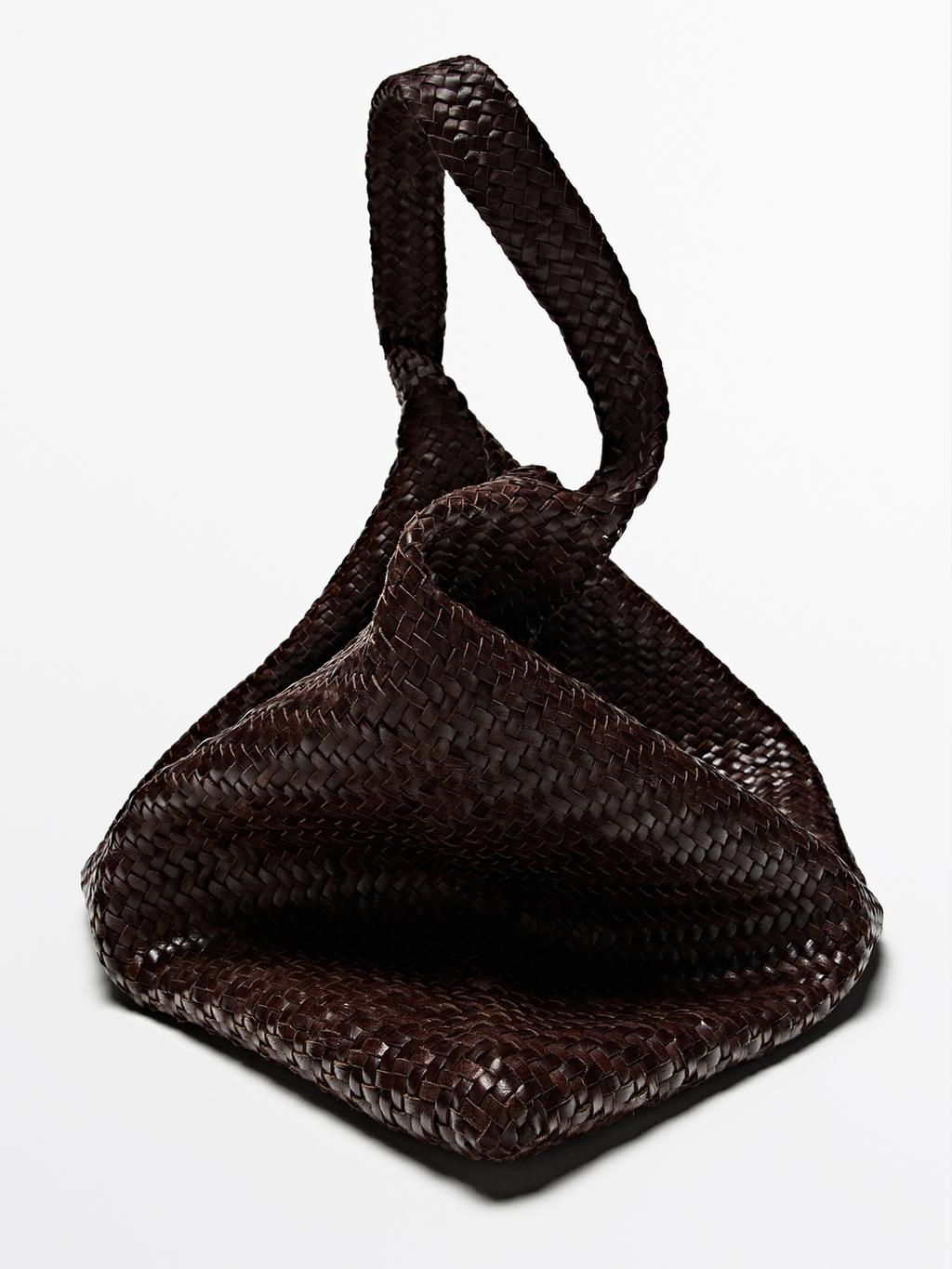 Nappa leather woven maxi tote bag