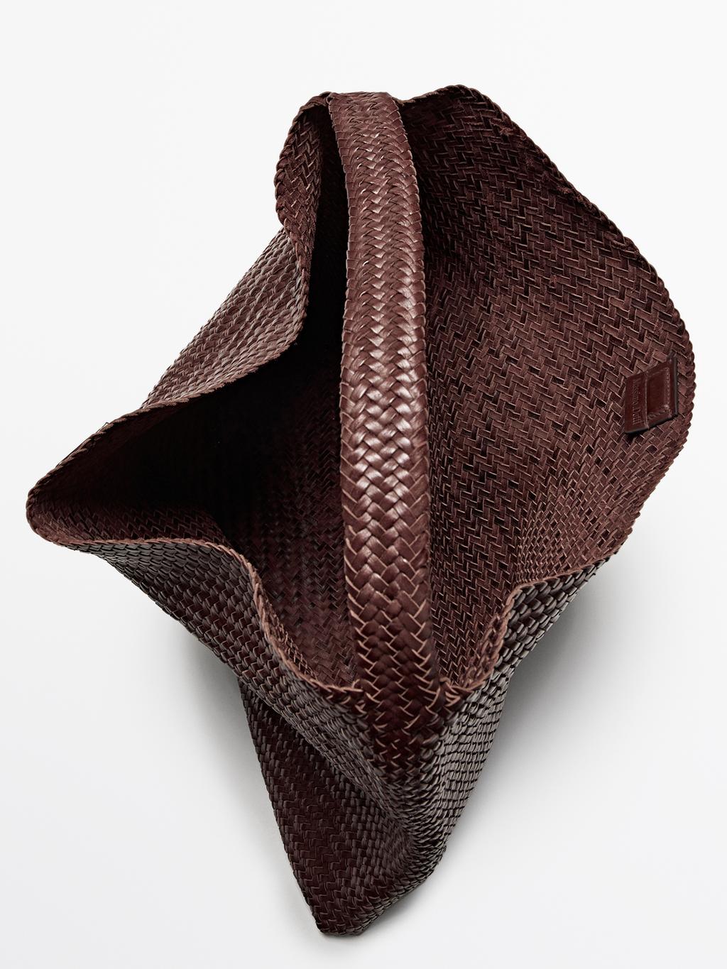 Nappa leather woven maxi tote bag