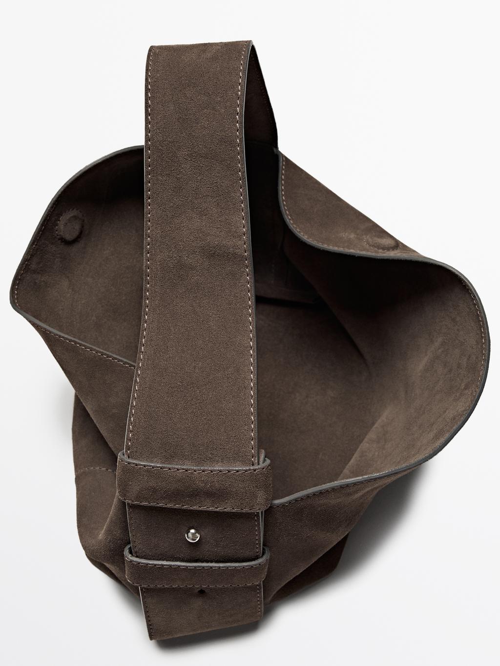 Split suede shoulder bag