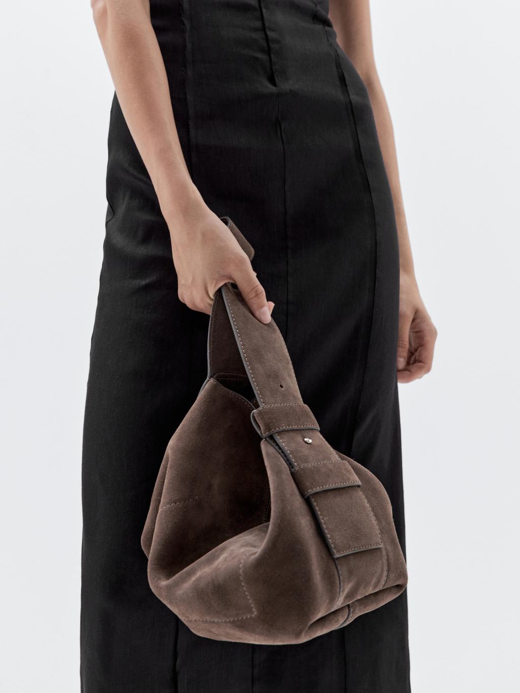 Split suede shoulder bag