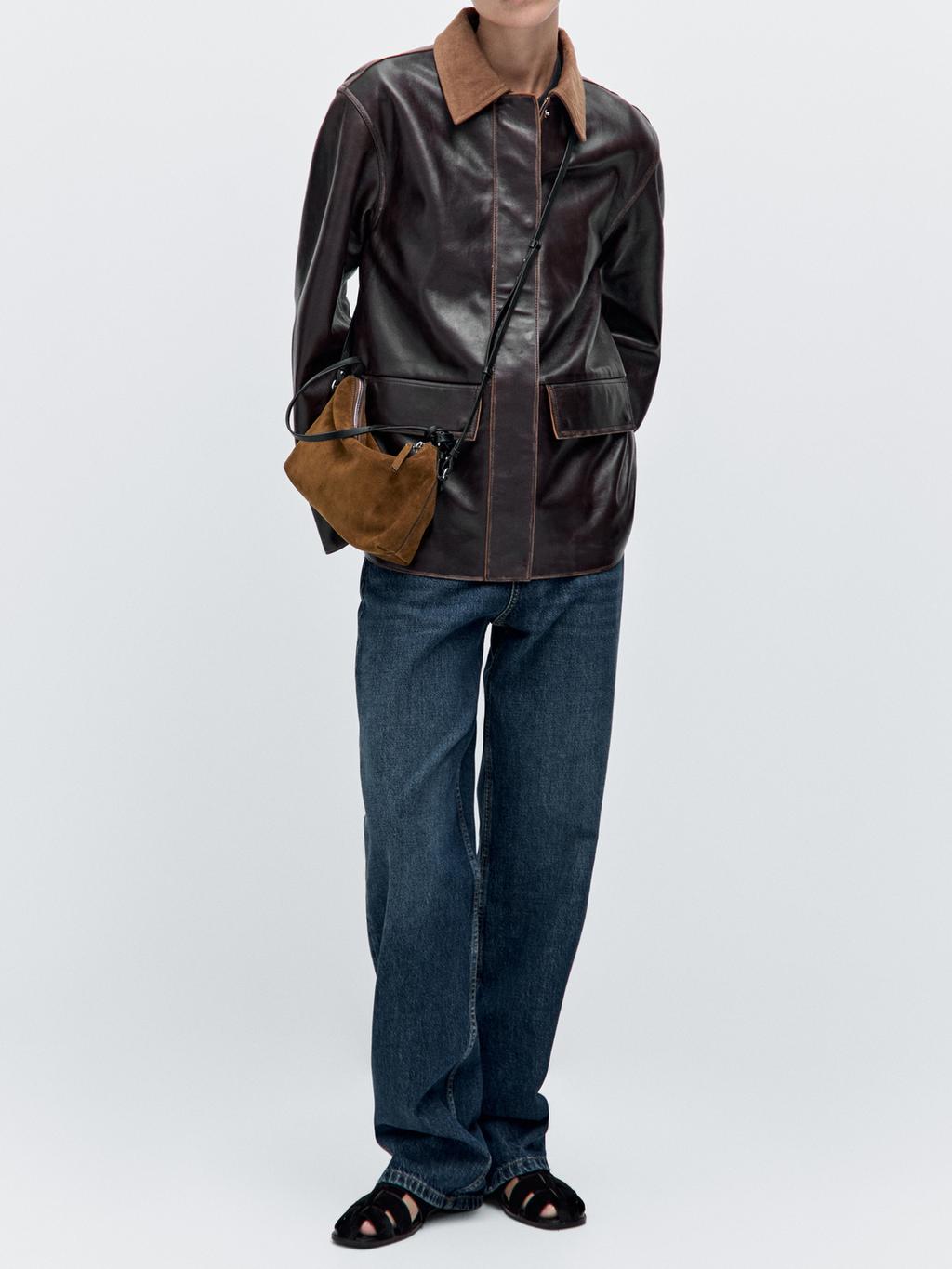 Small split suede leather bag