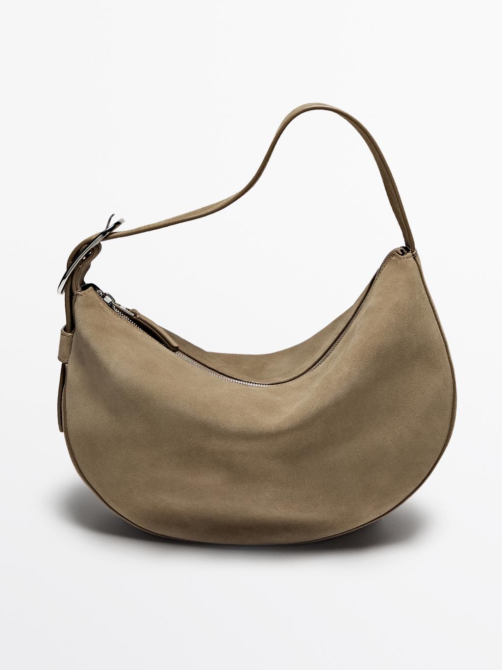Split suede medium shoulder bag