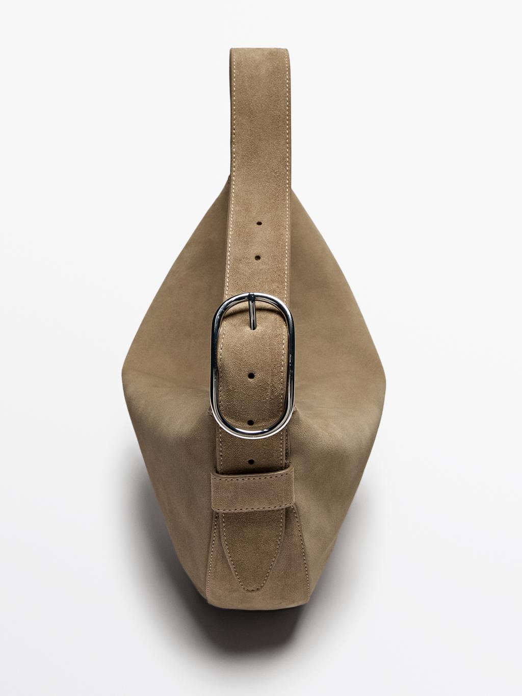 Split suede medium shoulder bag