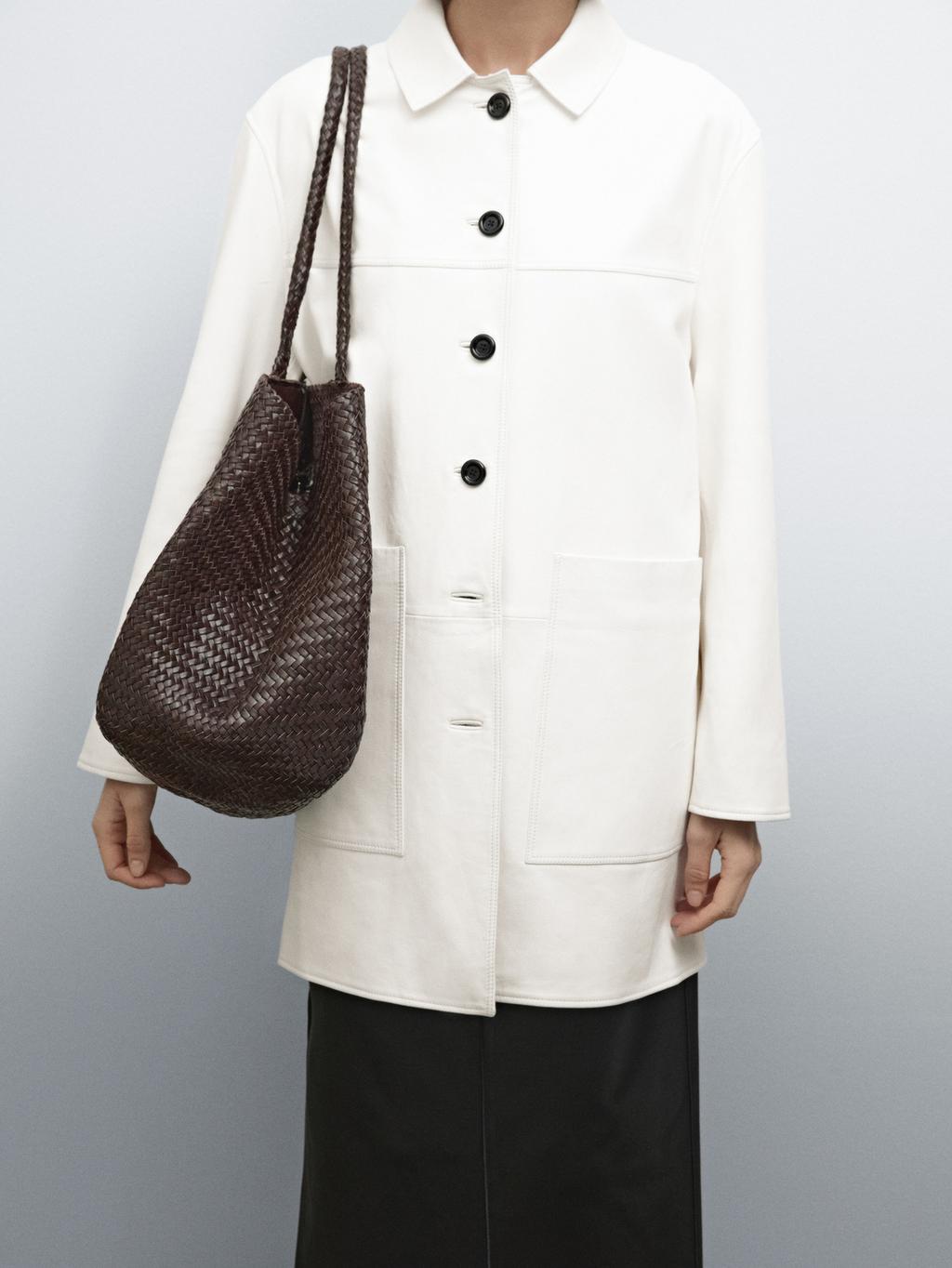 Large braided nappa tote bag