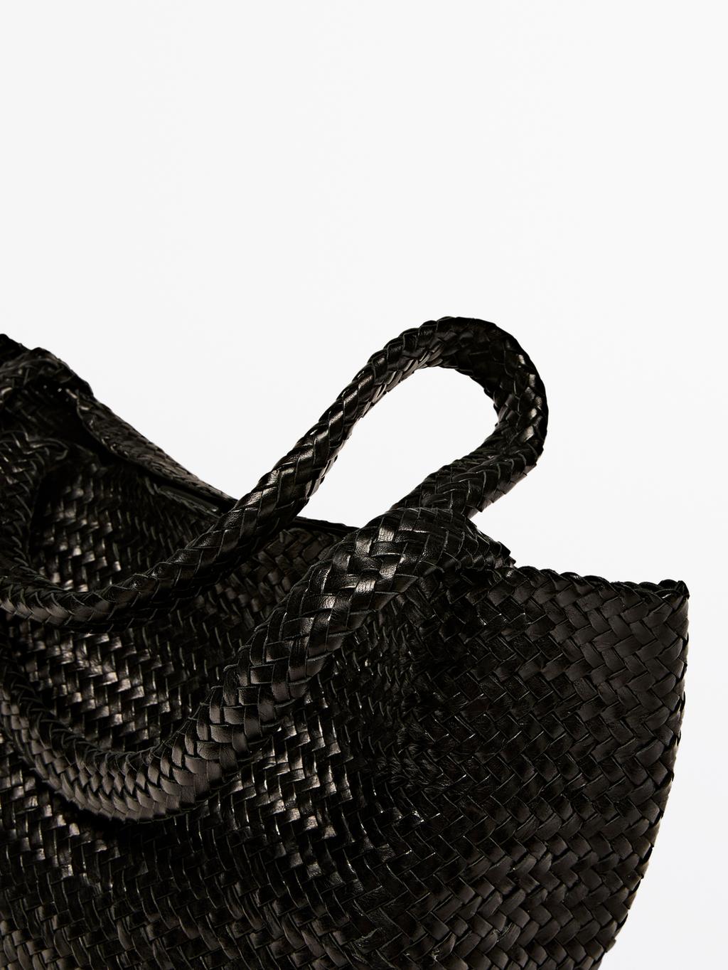 Medium braided nappa leather tote bag