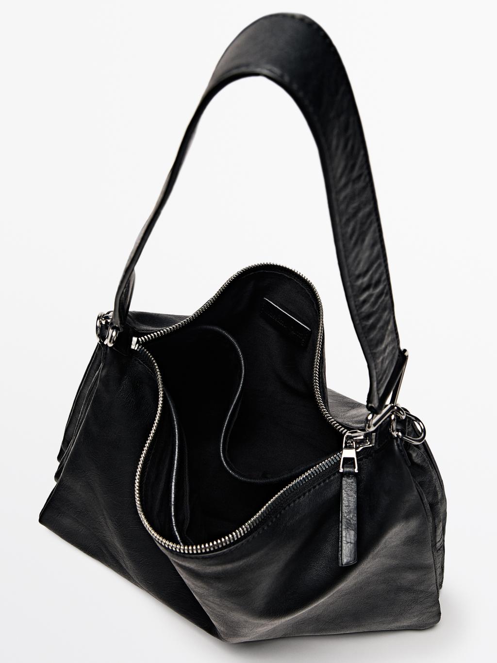 Large nappa leather bag with compartments