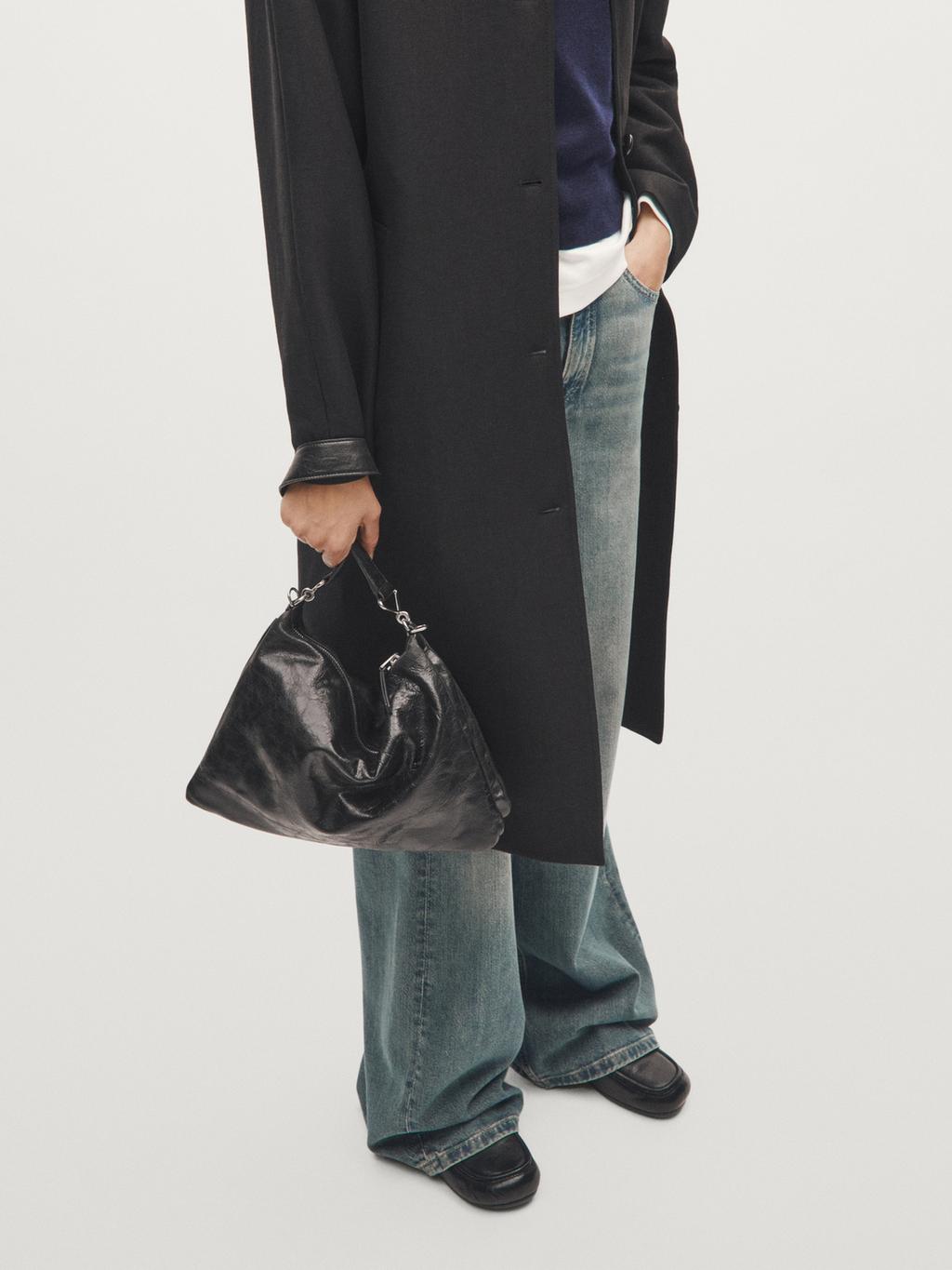 Large nappa leather bag with compartments