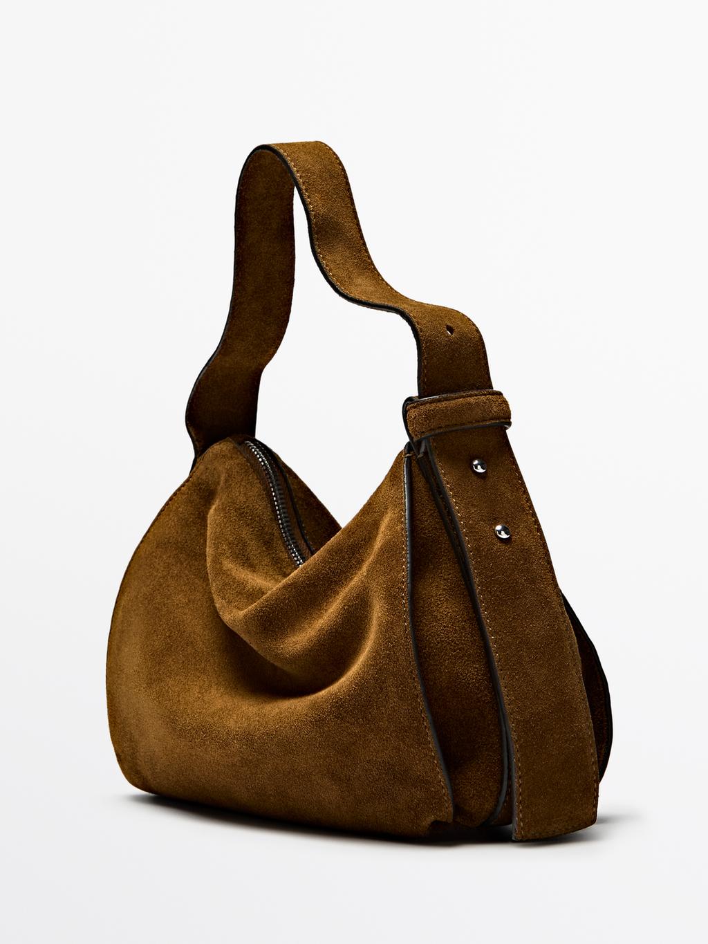 Small split leather shoulder bag