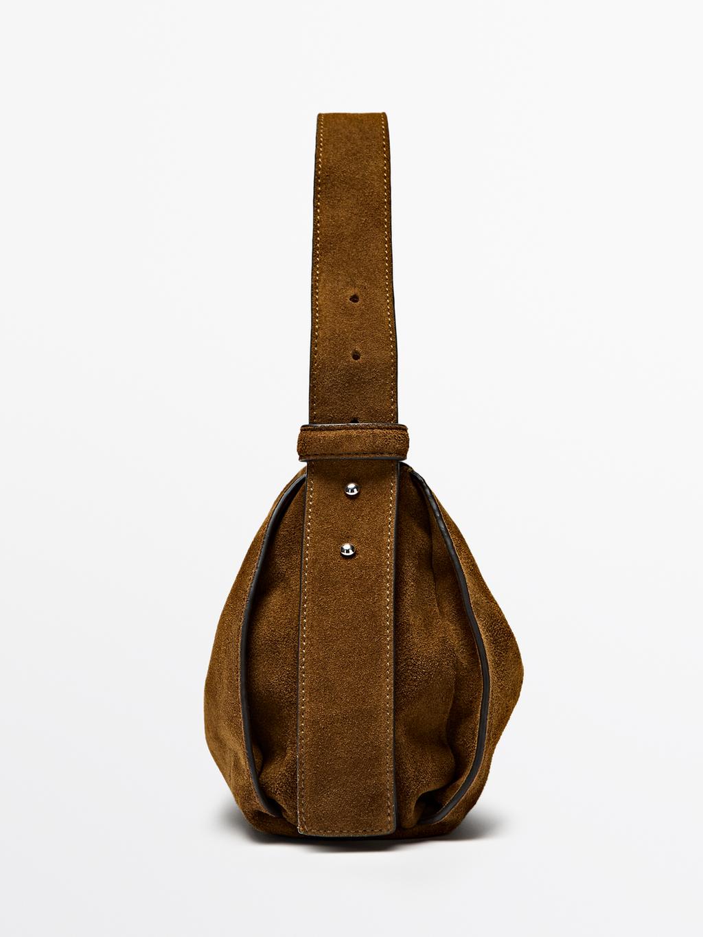 Small split leather shoulder bag