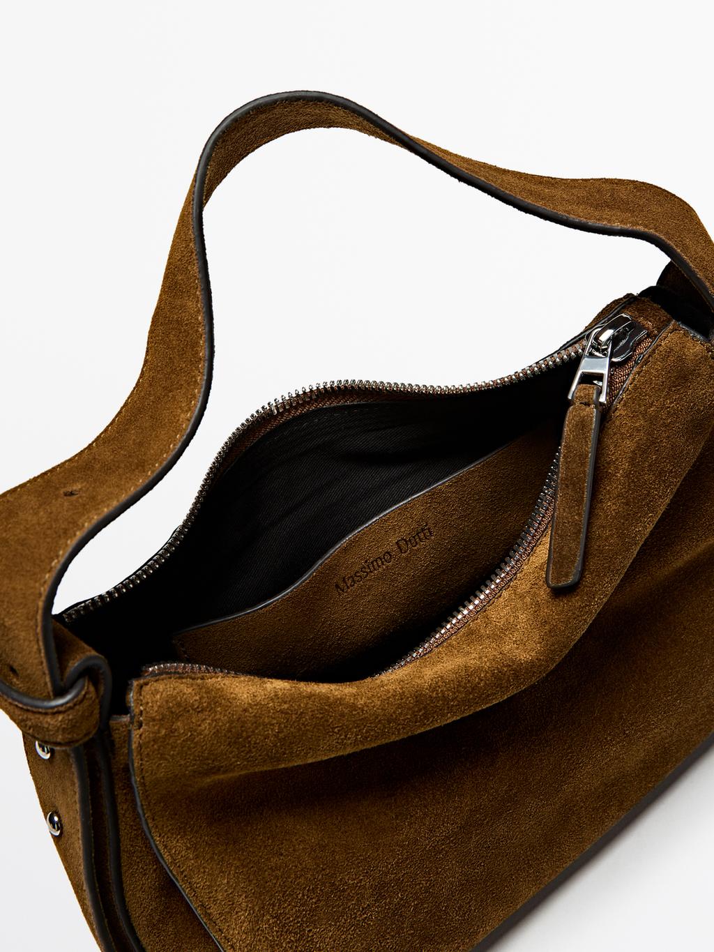 Small split leather shoulder bag