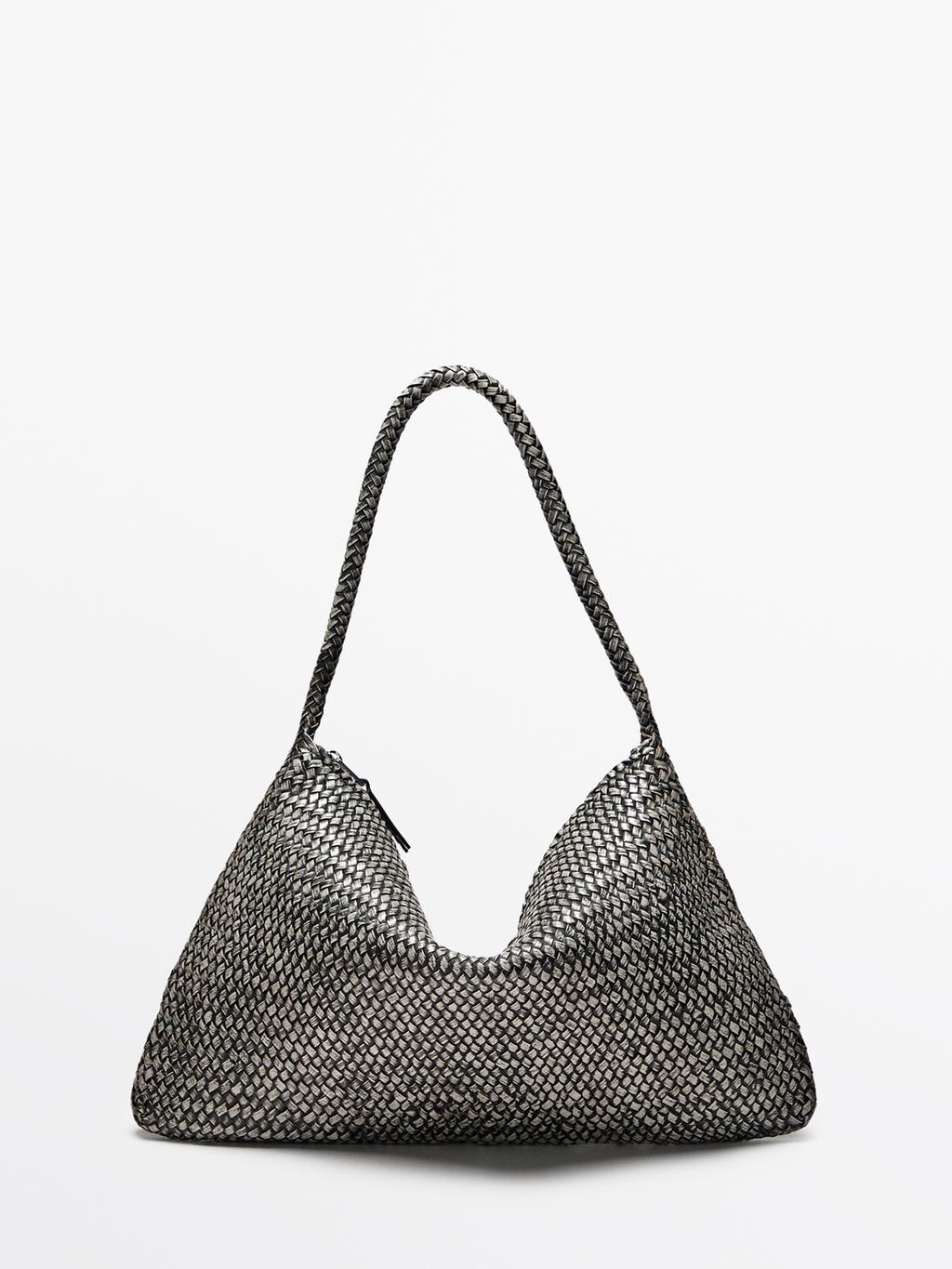 Large braided nappa leather shoulder bag