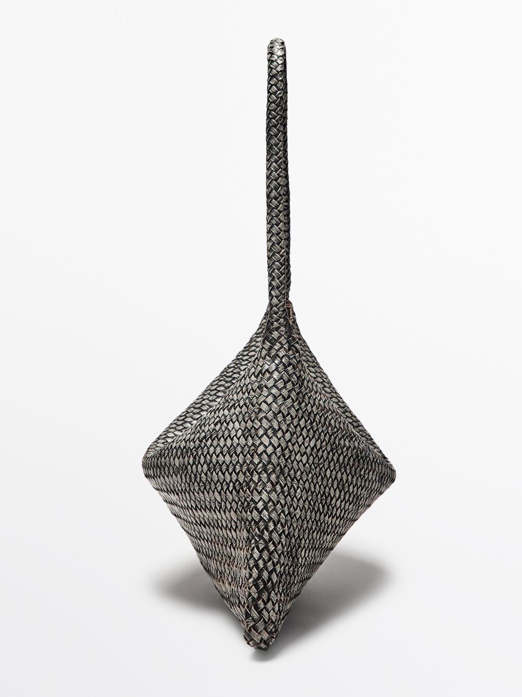 Large braided nappa leather shoulder bag