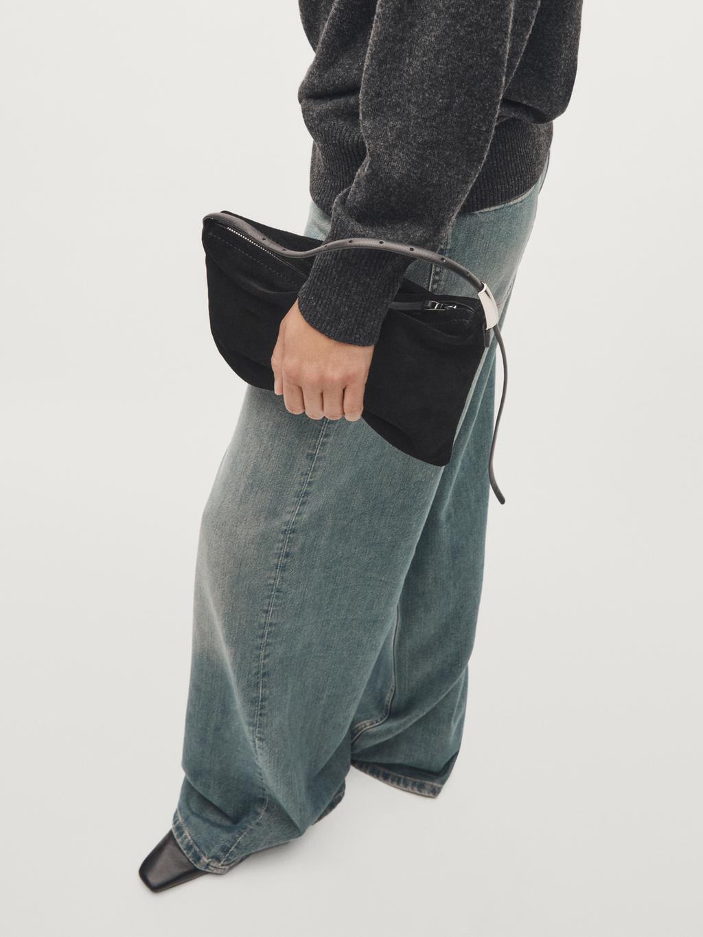 Small split suede leather bag