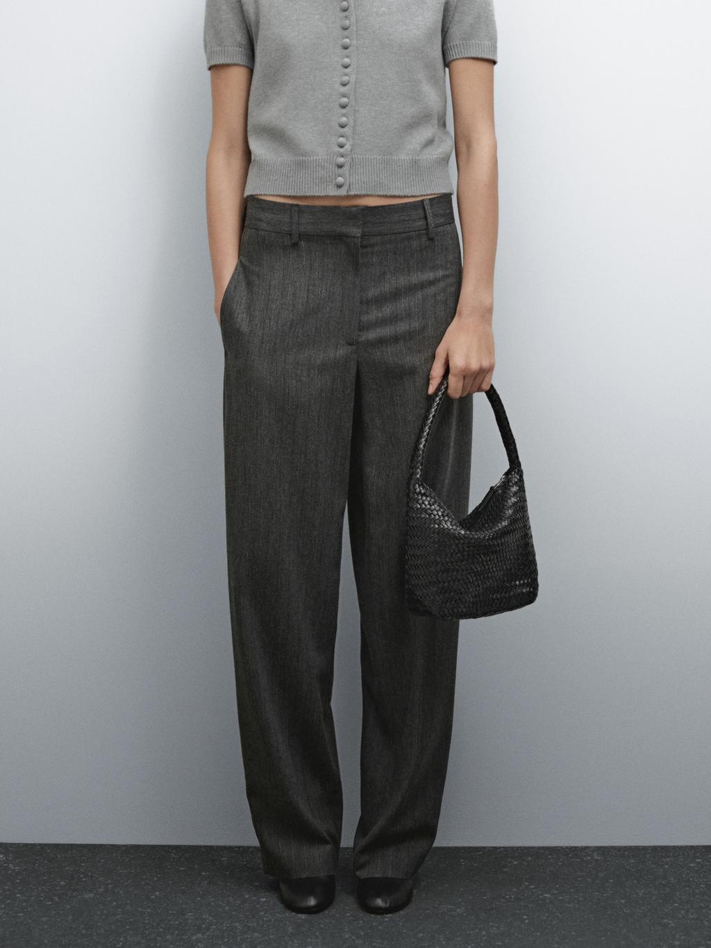 Nappa leather woven bucket bag