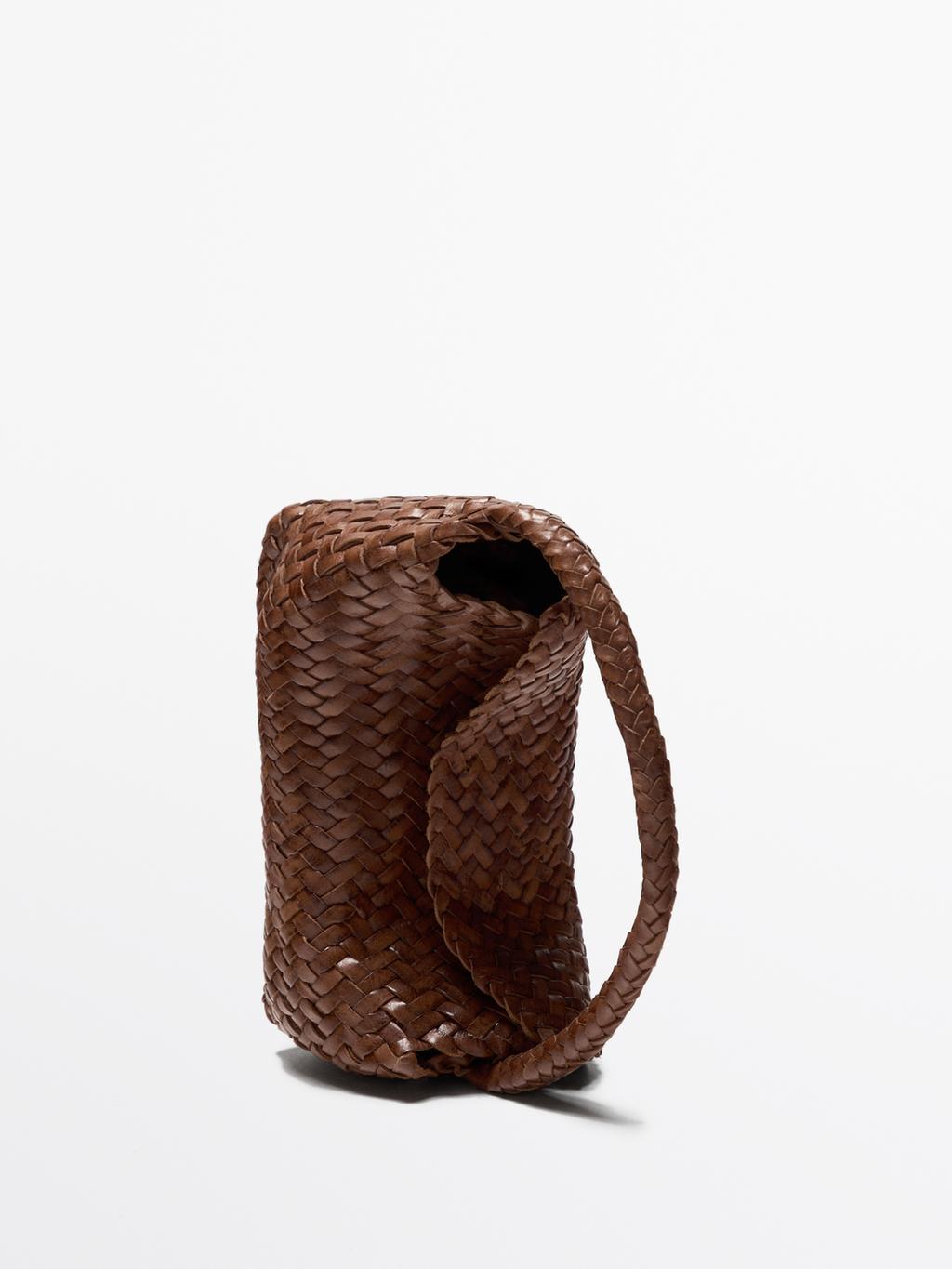 Braided nappa leather crossbody bag