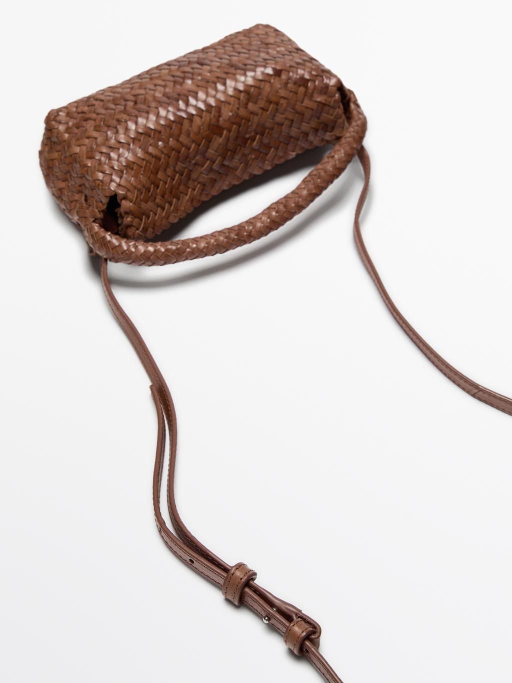 Braided nappa leather crossbody bag