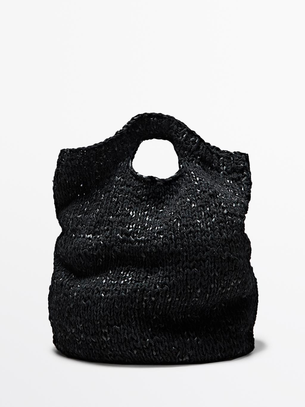 Large crochet knit leather bag - LIMITED