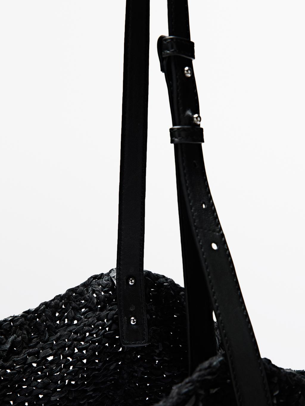 Large crochet knit leather bag - LIMITED