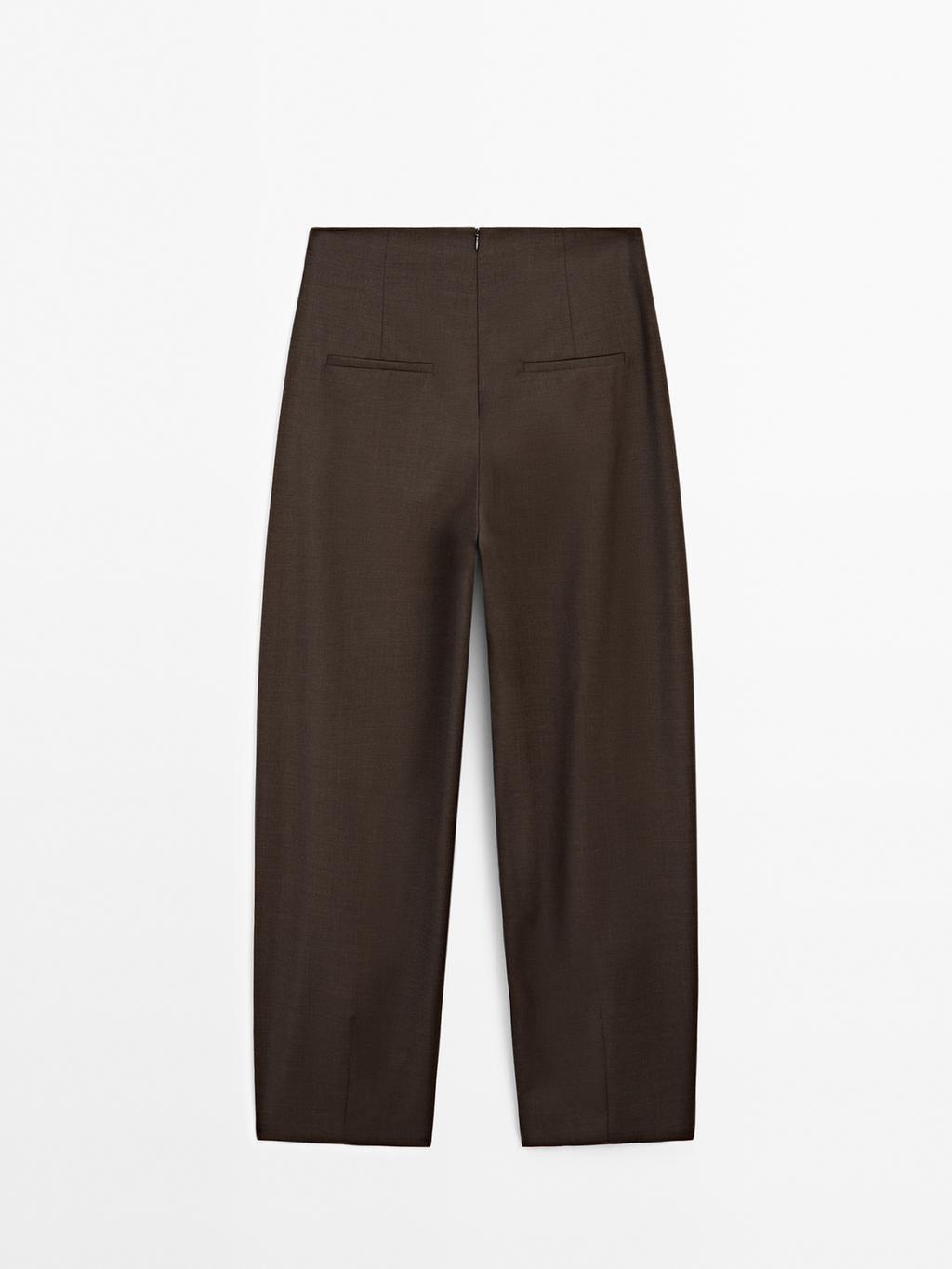 100% wool wide-leg darted trousers - STUDIO