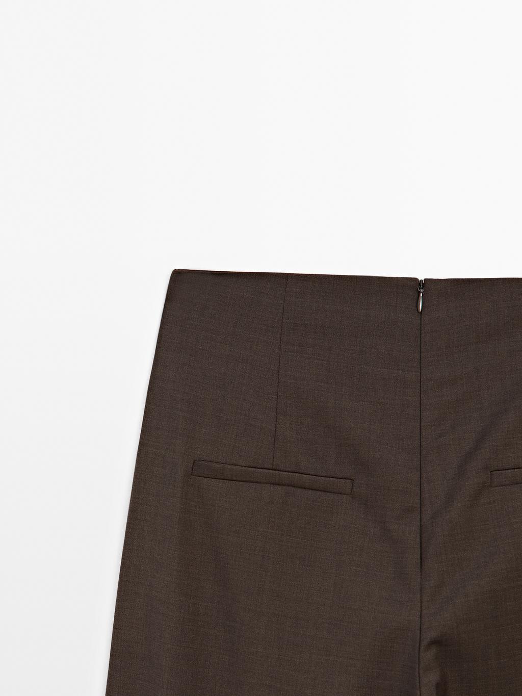 100% wool wide-leg darted trousers - STUDIO