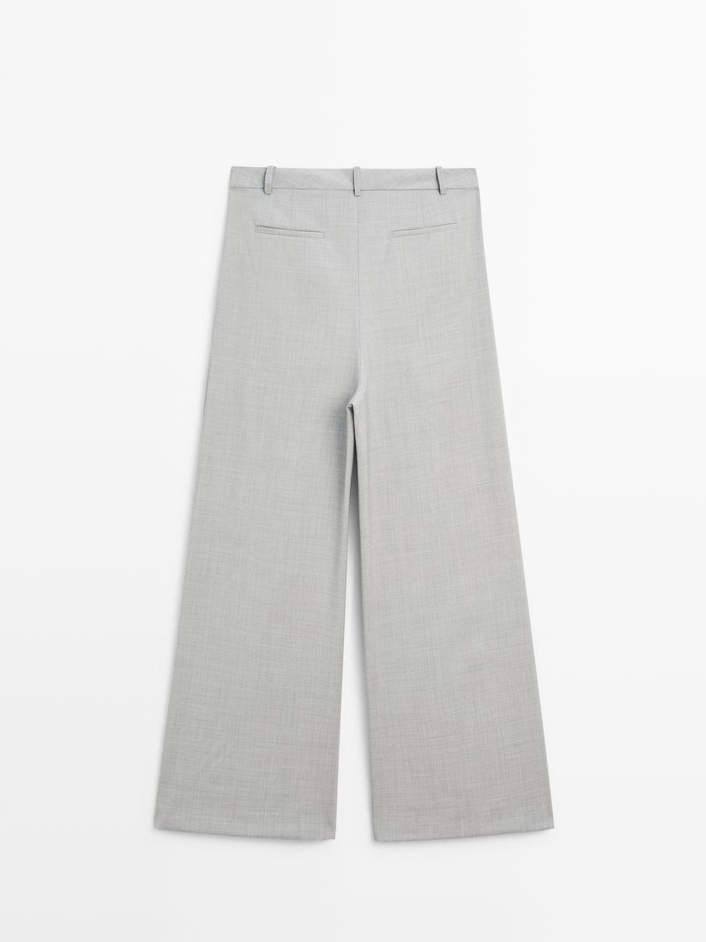 100% wool wide-leg trousers with darts - STUDIO