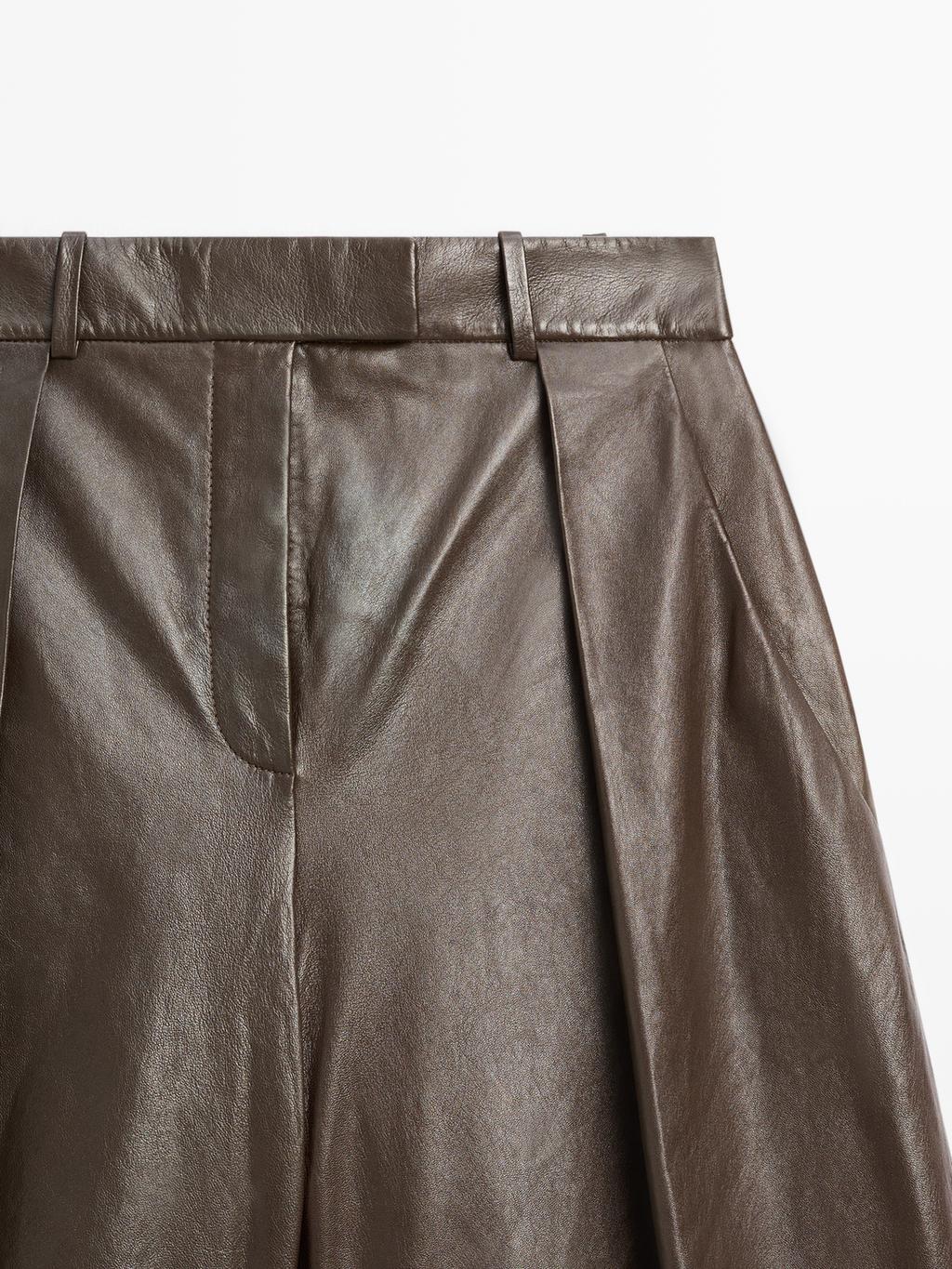Long nappa leather Bermuda shorts with darts - STUDIO