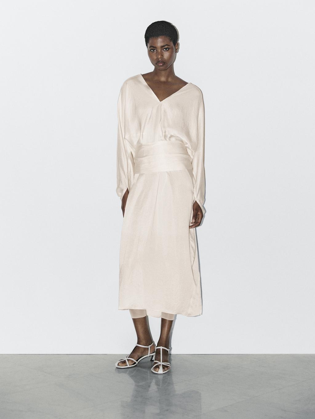 Flowing satin kimono dress - STUDIO