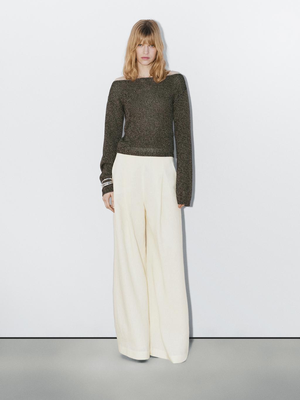 100% linen wide-leg trousers - STUDIO