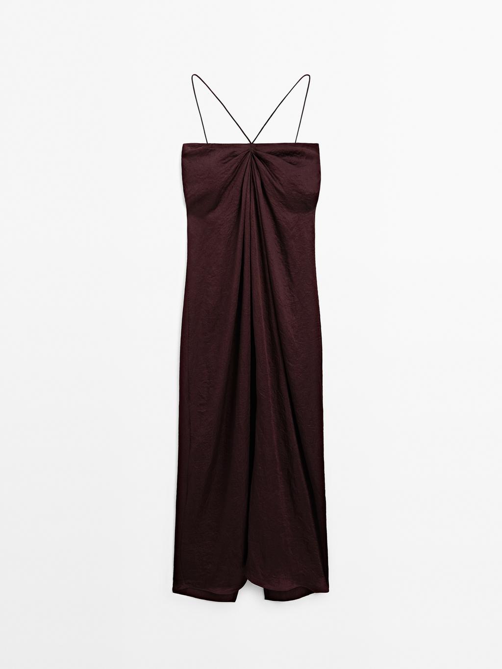 Draped satin midi dress - STUDIO