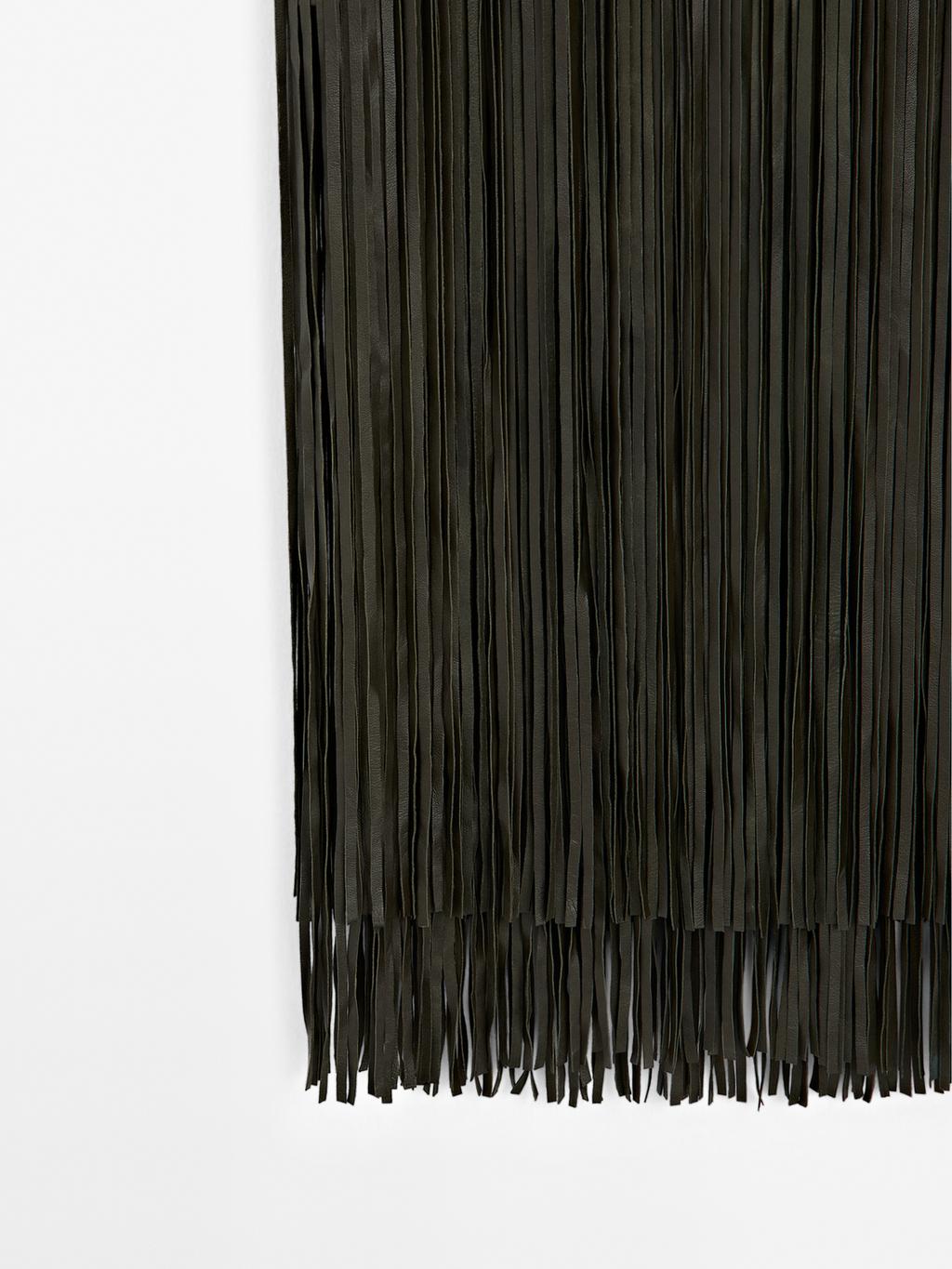 Nappa leather midi skirt with fringing - STUDIO