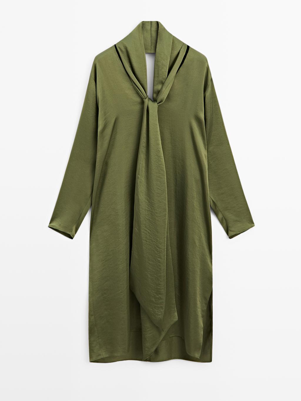 Long V-neckline blouse with tie detail - STUDIO