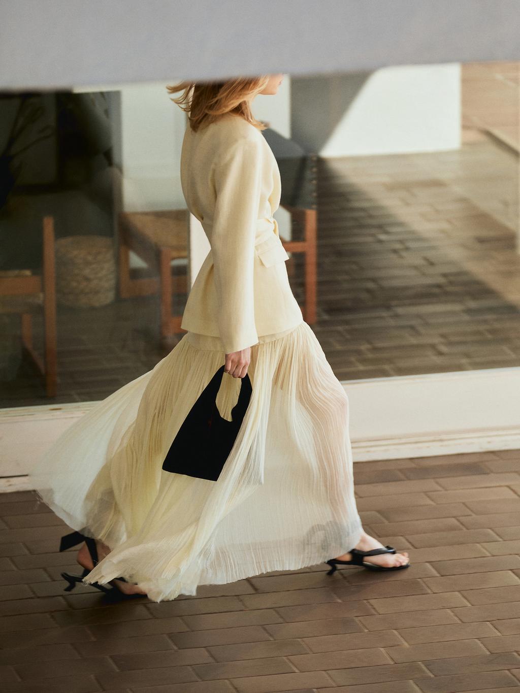 Long silk blend skirt with sash - STUDIO