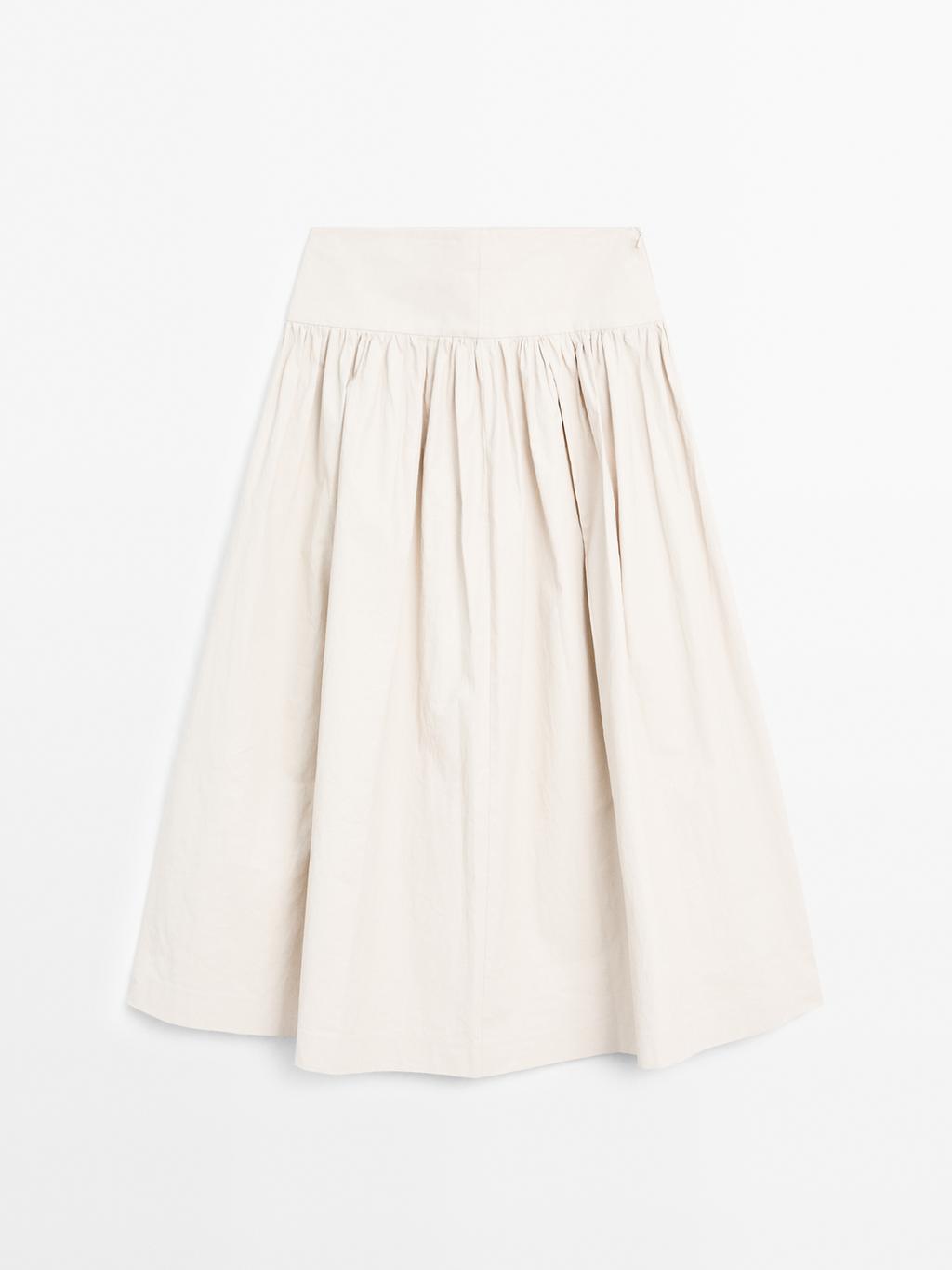 100% linen midi skirt with yoke - STUDIO