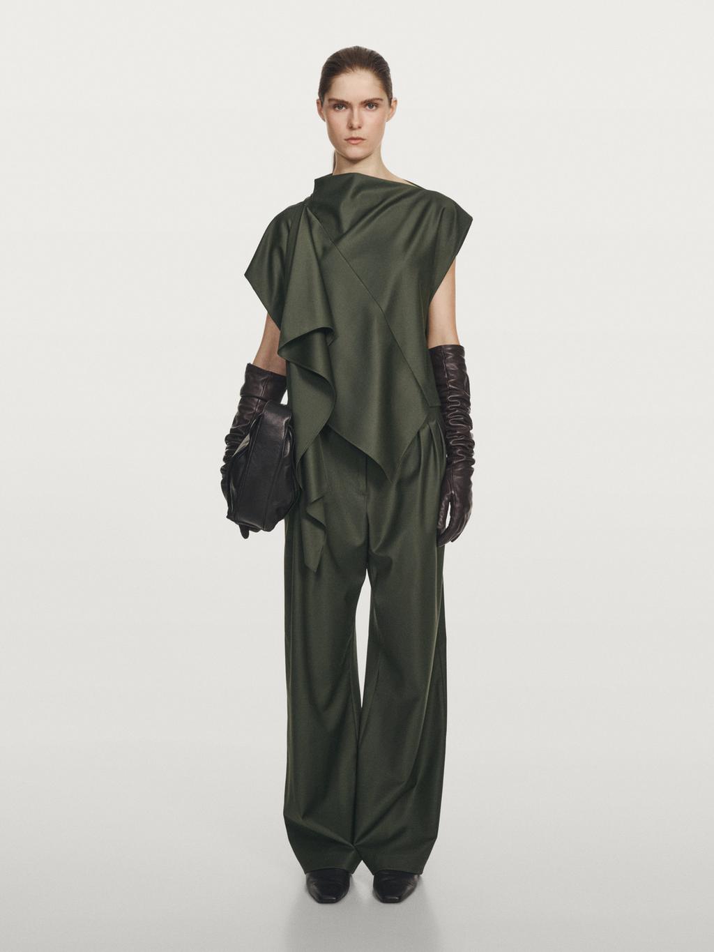 Asymmetric wool blend blouse - Studio