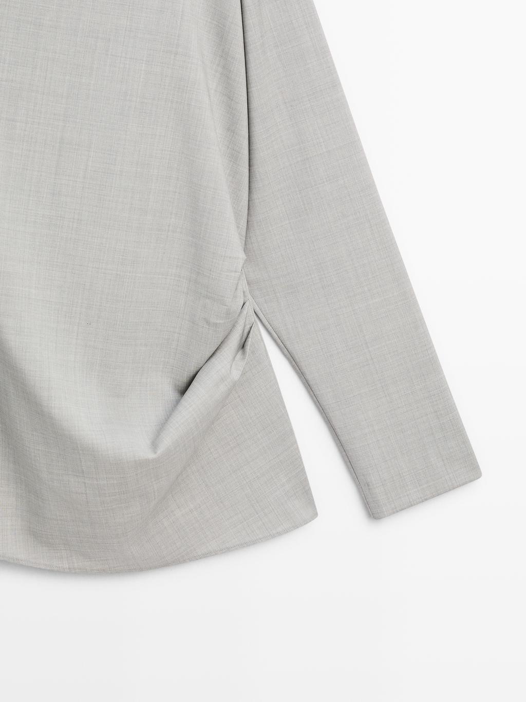 100% wool asymmetric ruffled blouse - STUDIO