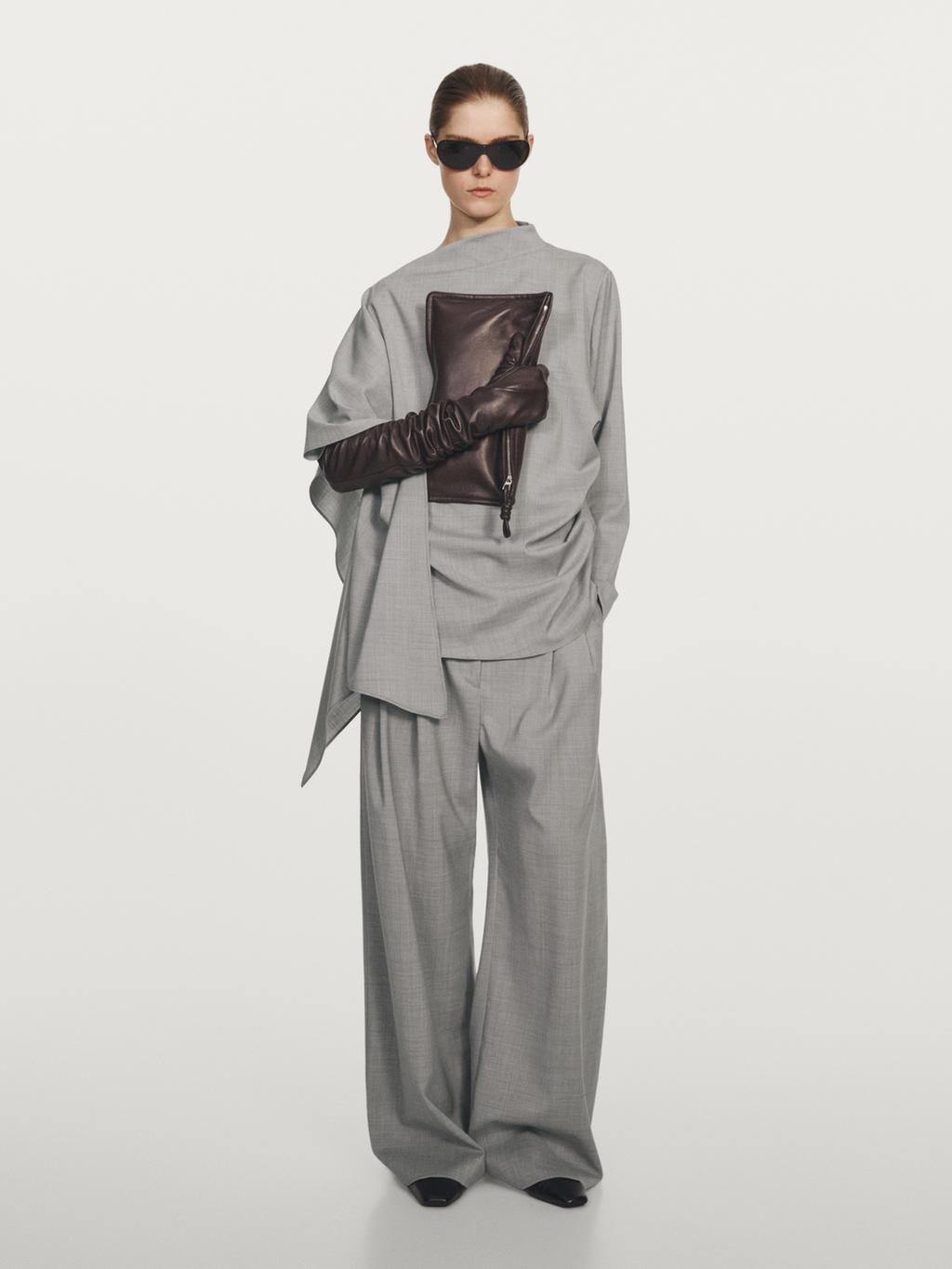 100% wool asymmetric ruffled blouse - STUDIO