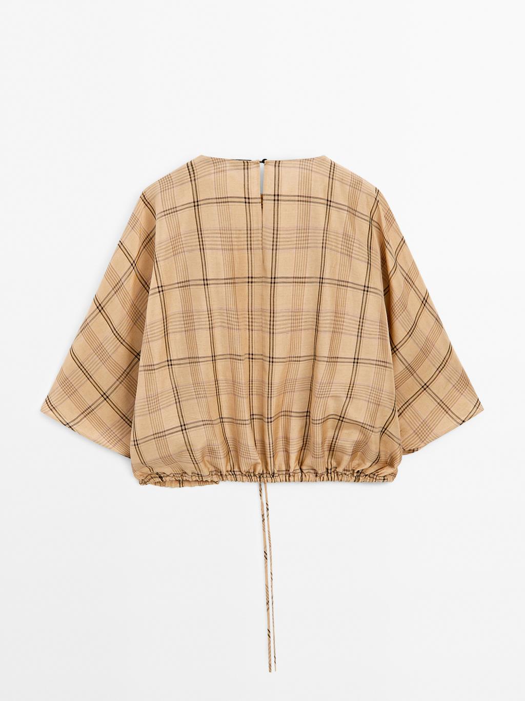 Blouse with floral and check print - STUDIO