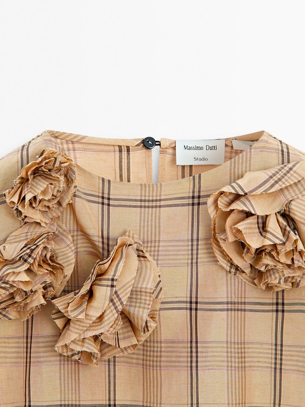 Blouse with floral and check print - STUDIO