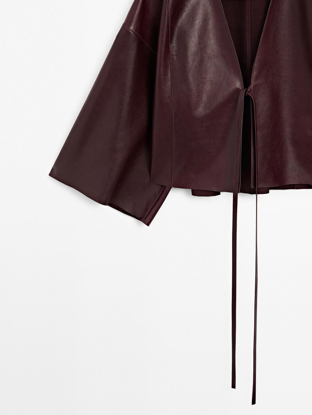 Nappa leather V-neck kimono - STUDIO
