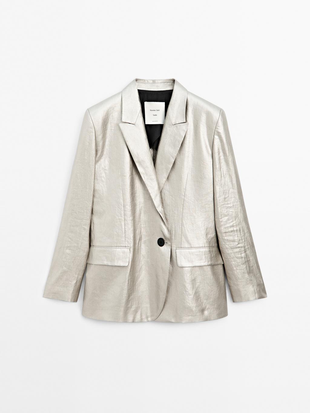 Metallic linen blend blazer - STUDIO