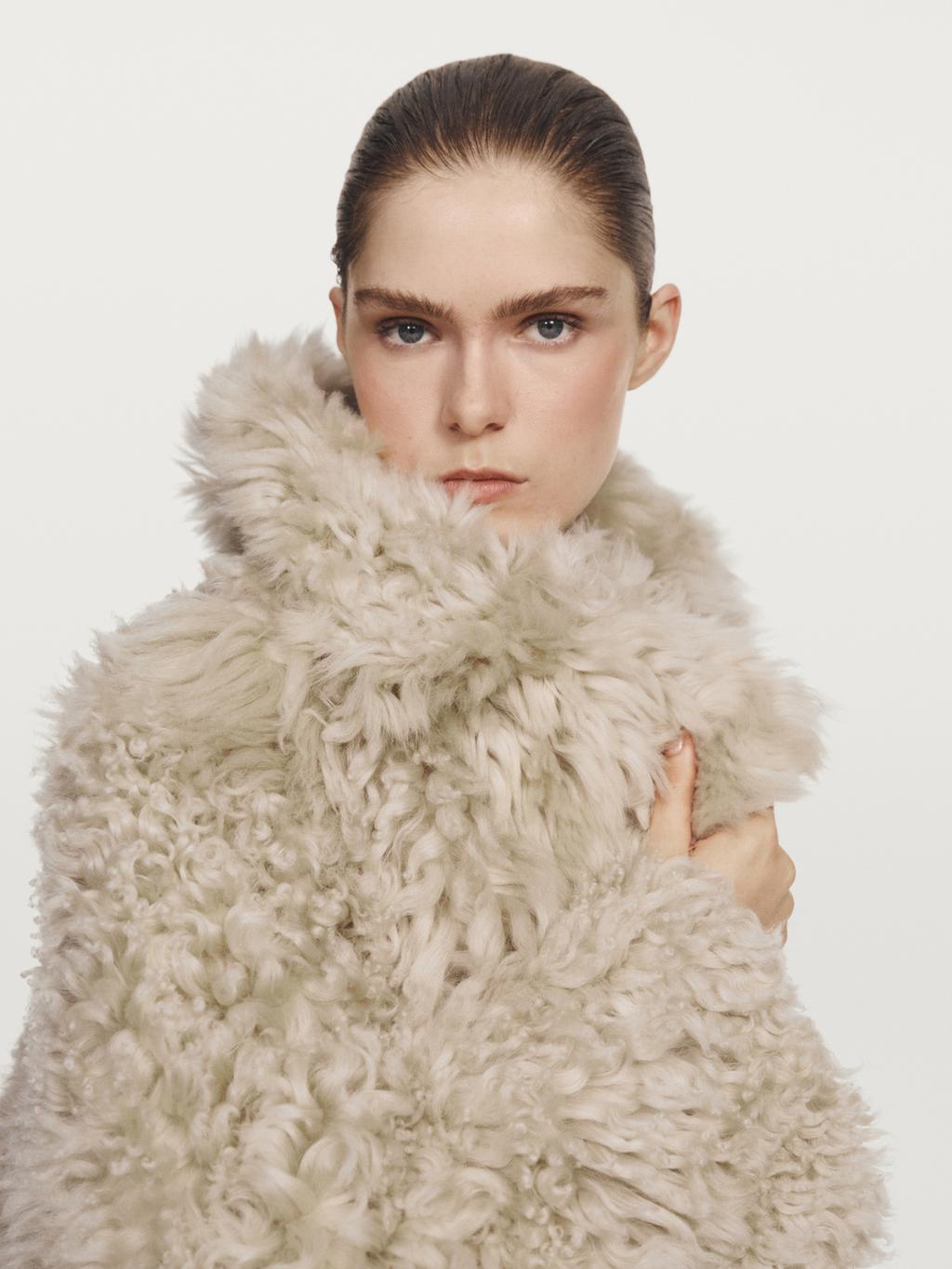 Short leather coat with fur - STUDIO