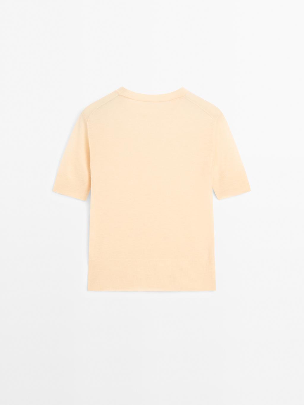 100% wool short sleeve fine knit sweater - STUDIO