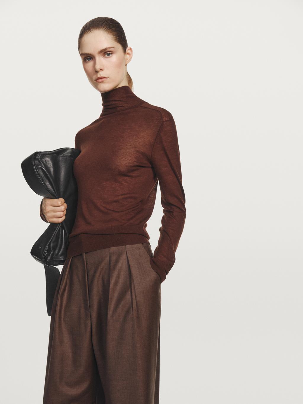 Knit 100% wool mock turtleneck sweater - STUDIO