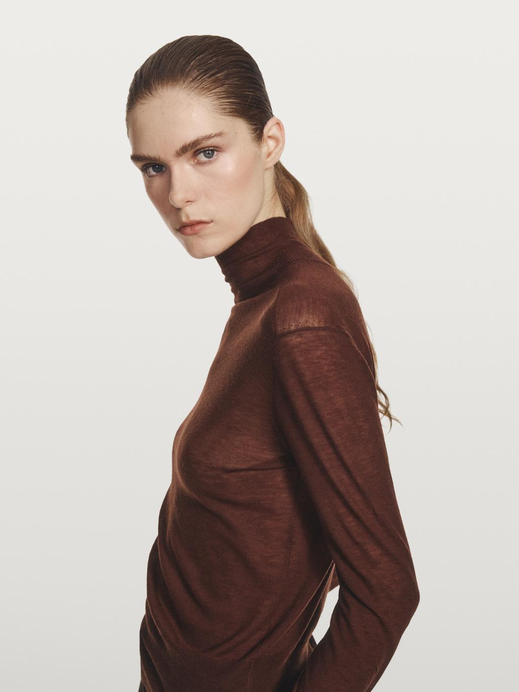 Knit 100% wool mock turtleneck sweater - STUDIO