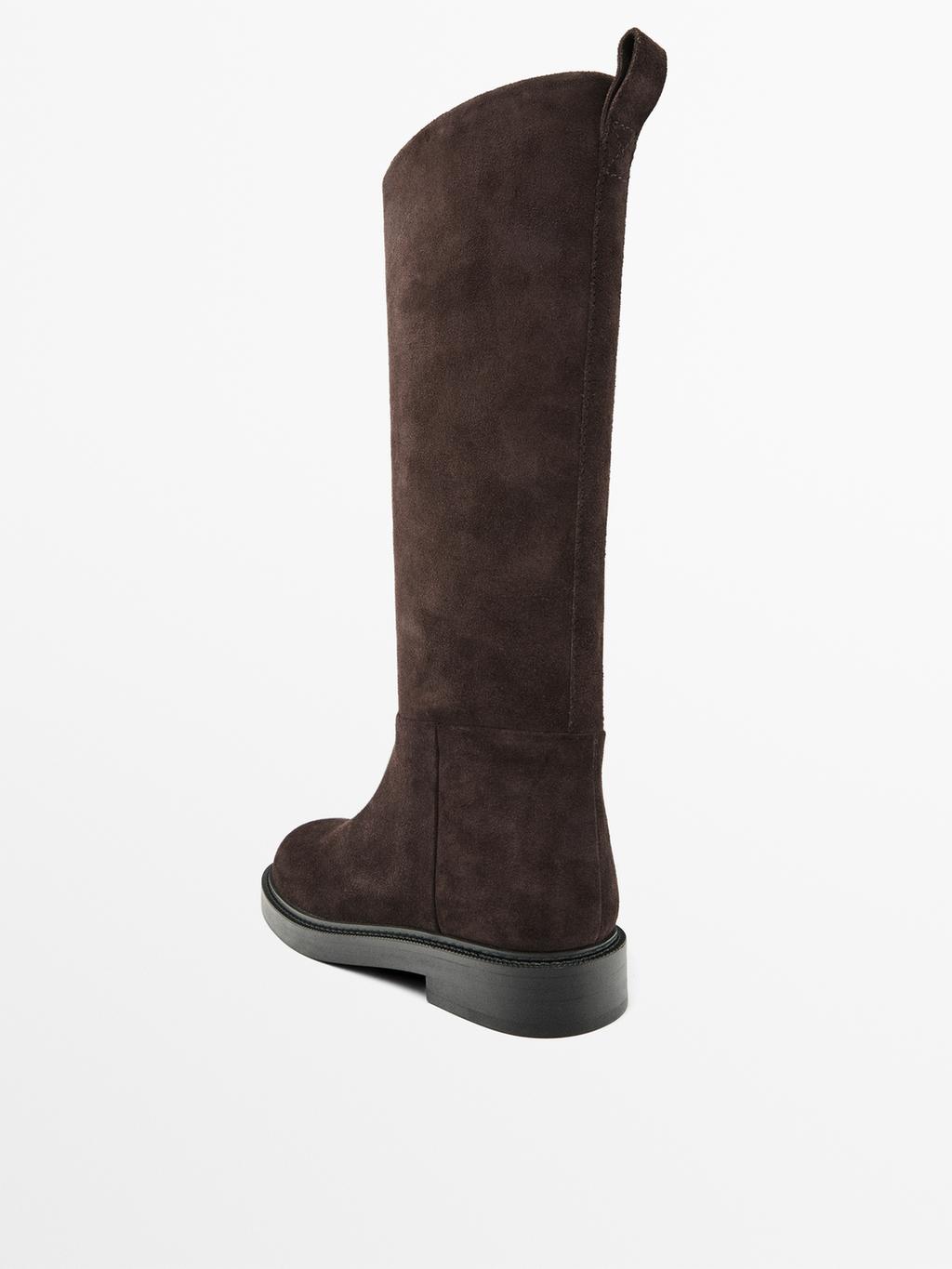 Split suede knee-high boots