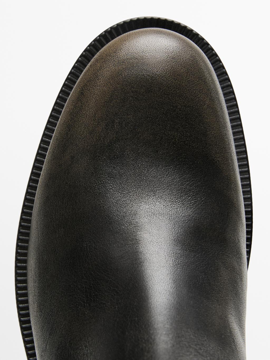 Brushed leather ankle boots