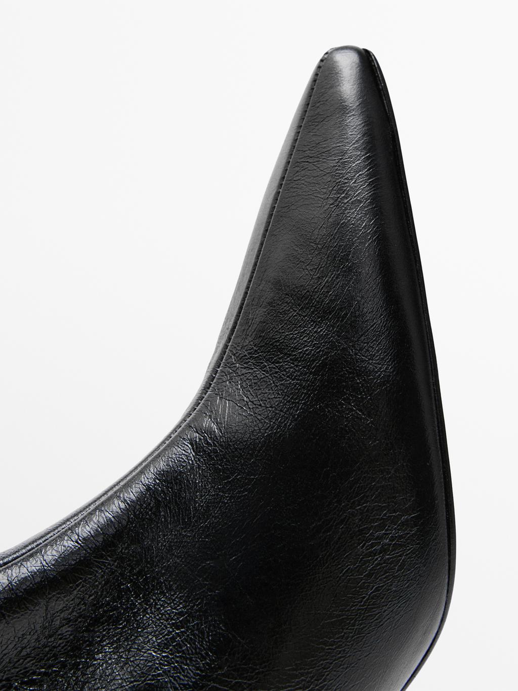 Leather high heel ankle boots